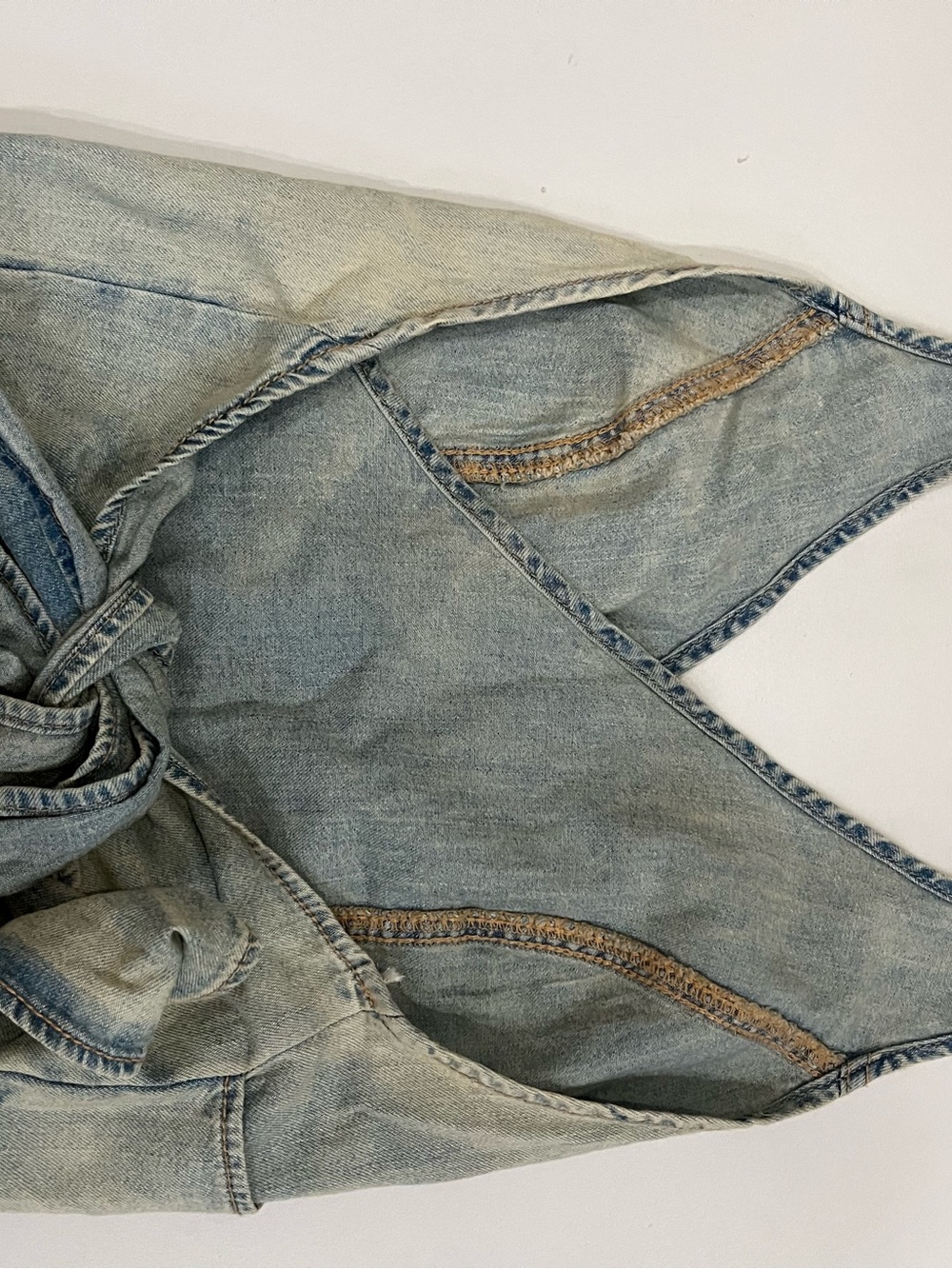 Zara faded light Wash Denim Halter Wrap Top size small - Picture 3 of 4